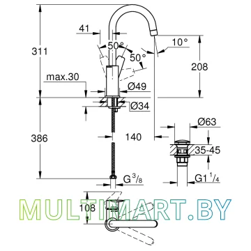 Смеситель Grohe Bauedge (23911001) картинка 5